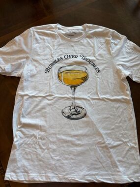 Bubbles Over Troubles White Graphic Tee